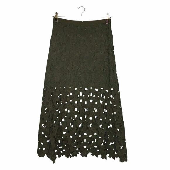 Elie Tahari Lazer Cut Maxi Skirt Dark Green Size 6 - Picture 3 of 8